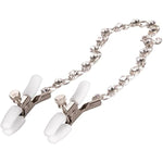 Nipple Play Crystal Chain Nipple Clamps With Adjustable Tension White