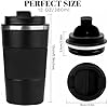 Insulated Travel Coffee Mug Spill Proof Leak Proof Pobtable To Go Camping Stainless Steel Coffee Tumbler Reusable Coffee Cups with Lids Thermos for Hot and Cold Drink (Black, 12 OZ)
