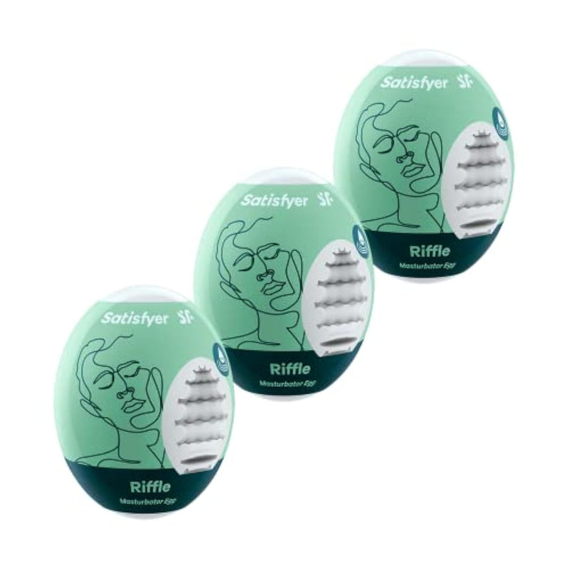 Masturbator Egg 3 Pack - Stroker For Male Masturbation, Portable Pleasure Sleeve, Super-Stretchy, No Lubricant Required, Disposable, Single-Use (Riffle)