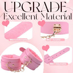 Sex Bondage Toys BDSM Restraints Kit 13pcs Adult Toys with Adjustable PU Leather Handcuffs & Ankle Cuffs Nipple Clamps Collar Paddle Ball Gag SM Games for Beginners and Couples (Pink)