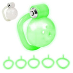 Glow In The Dark Chastity Cage With 5 Different Sized Cock Rings Chastity Lock Devices Breathable Sex Toy Penis Restraints & Bondage For Men (Style-1)