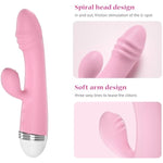 Thrusting Rabbit Vibrator Sex Toys, Adult Sex Toy For Women G Spot Vibrator With 10 Vibration Modes, Silicone Double-Ended Rabbit Vibrators Dildo For Women Couple(Pink)