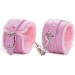 Adjustable Handcuffs Ankle Bracelets Sm Adult Plush Pu Leather Bondage Fetish Handcuffs Kit Cuff Restraint Set Sex Toy, Handcuff Restraints Adult Sex Toys Pink