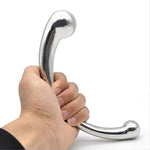 Stainless Steel Curved Dual Ended Dildo, G-Spot P-Spot Stimulator For Anal Play Prostate Massage (Metal Silver)