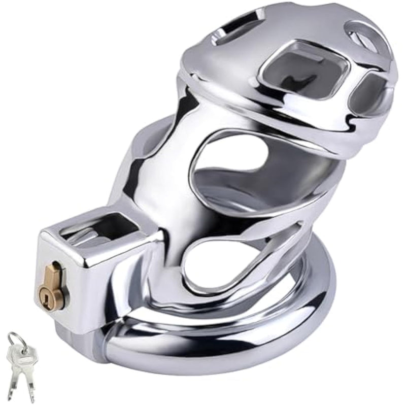 Metal Chastity Cage Hollowed Out Chastity Devices Can Long Time Wear Penis Cage With Lock And Key For Men Erection Control Sm Chastity Play Adult Sex Toys For Male (S)
