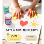40 Pcs Washable Finger Paint Kit for Kids, 10 Colors with Brushes, Sponge & Smock