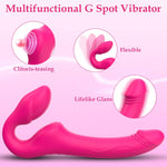 Strapless Strap-On Dildo Vibrator with Remote, 10 Modes, Double-Ended Silicone Toy