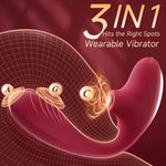 3-in-1 Rose Vibrator with 10 Suction & Thrusting Modes, Wearable G-Spot Clit Stimulator
