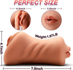 3-in-1 Male Masturbator Toy with Realistic Mouth, Vagina & Anal Textures (Tan)