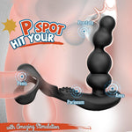 Remote-Controlled Prostate Massager with Anal Beads & Vibrating Cock Ring for Men