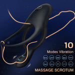 Vibrating Silicone Ring with Clitoral Stimulator, 10 Modes Waterproof Toy