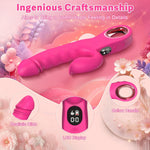 Thrusting Rabbit Vibrator with LCD Display – 7 Vibration & Thrust Modes, G-Spot & Clitoral Stimulator, Adult Sex Toy for Women & Couples (Rose)
