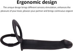 Strap-On Double Penetration Dildo with Vibrating Butt Plug & Cock Ring