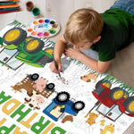 Giant Farm Tractor Coloring Poster, 43.3 x 29.5 Inch Farm Animal Coloring Tablecloth