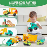 Toddler Toys Trucks For 3 4 Year Old Boy, Kids Toy Cars With Dump Truck Toy, Crane, Mixer Cement, No Bpa, No Phthalates, Pvc, Baby Toys For Ages 3-4, Baby Boy Gifts For Birthday Christmas