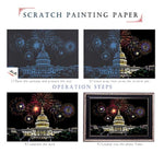 City Landmarks Scratch Art Kit, 8 A4 Sheets, DIY Foil Engraving Craft Set