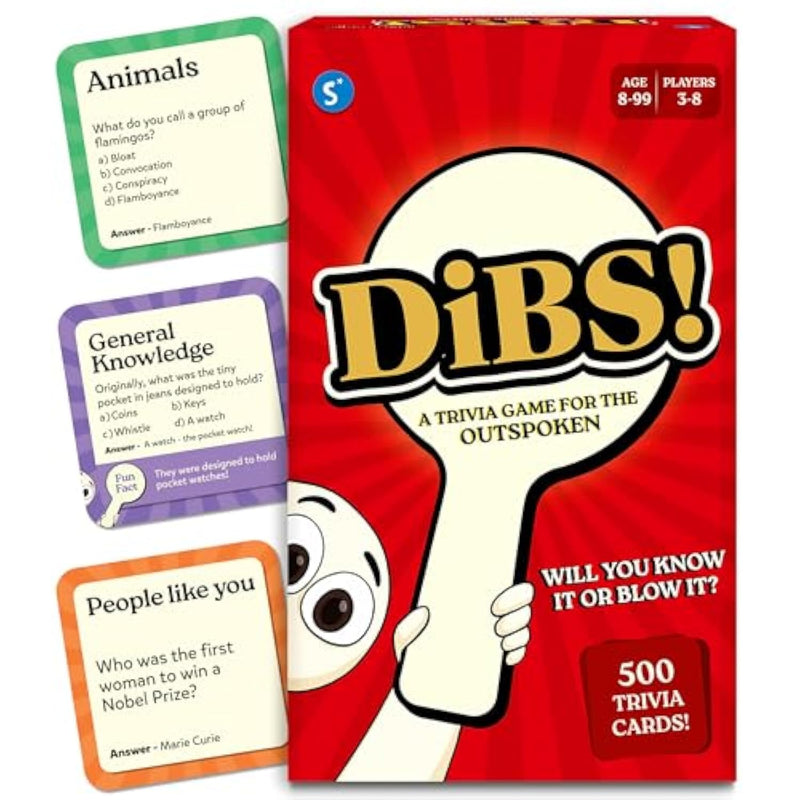 Card Game - Dibs, Fast-Paced Trivia Game, Fun & Educational Game For Family, Friends, And Parties, Quick Thinking, 10 Categories, Gifts For Kids, Teens, And Adults Ages 8, 9, 10 & Up