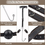Sm Sex Toys Anal Hook Bdsm Restraint Kit Sex Bondage With Comfortable And Durable Ball Gags Choker And Adjustable Leather Handcuffs