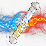 Double Ended Glass Dildo,Crystal Glass Pleasure Wand Dildo Crystal Pleasure Wand Anal Butt Plug With Raised Swirl Texture Mushroom Tip And Particles G-Spot Penis Dong Prostate Massager For Men Women