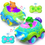 Toddler Remote Control Car, 2 Pack Dinosaur Rc Cars For Toddler Toys 3, Car Toys For 3 4 5 Year Old Boys And Girls Birthday Gift, Led Lights & Music