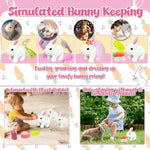 Plush Bunny Toy For Kids Girls, Hopping Walking Ears Wiggling Electric Rabbit, Feeding Interactive Pets Bunny Toys & Cage Easter Accessories Birthday Xmas Gifts For Toddlers 3 4 5 6