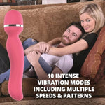 Adam And Eve Intimate Curves Powerful Silicone Vibrator Wand Massager, Waterproof Clitoral Stimulator 7.75 Inches, 10 Speed Rechargeable Magic Massager For Women, Adult Toy For Couples, Pink Finish