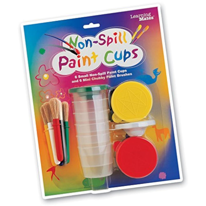 Deluxe Art Set for Kids - 6 Mini Non-Spill Paint Cups & 6 Chubby Paint Brushes