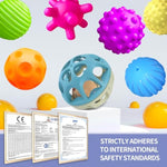 Sensory Toys For Babies, Montessori Textured Baby Balls And Wheat Straw Rattle, Baby Toys For 6-12 Months, Ideal Newborn Gifts For Boys And Girls, Toddler Toys For 1-3