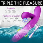 Thrusting Sucking Vibrator Penis Rabbit Sex Toy For Women Female Suction Nipple Clit G-Spot Vibe Vibrating Dildo Clitoral Stimulator Massager [Made In Usa]
