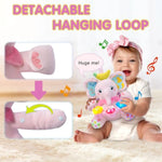 Baby Bilingual Musical Elephant Stuffed Animals Toys,Infant Early Learning Toy With Light-Up Music & Crinkle,Tummy Time Toys For 0 3 6 9 12+ Months For Baby Boy Girl Gift,Pink