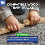 Wooden Train Set For Toddlers 2-4, 56Pcs Police Station Train Toys With Wooden Train Track Set, Magnetic Police Car Set, Toys For 3 4 5 6 Year Old Boys Kids, Compatible With Major Brand