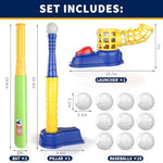 T Ball Set Toys For Kids 3-5 5-8, Kids Baseball Tee For Boys Toddlers, Auto Ball Launcher, Indoor Outdoor Outside Sports Tee Ball Set Toys Gifts For 3 4 5 6 Year Old Boys Toddler Kids