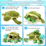 6 Pieces Sea Turtle Stuffed Animal With Babies 12" Mommy Stuffed Sea Turtle With 3 Little Plush 2 Plush Eggs Soft Pillow Tortoise Hugging Gifts For Kids Birthday Christmas Baby Shower(Classic)
