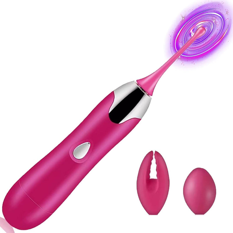 Clitoral Stimulator For Women Couples, 12 Vibrations Powerful High Frequency G Spot Dildo Nipple Clit Vibrator, Wand Whirling Massager Vibrating Bullet, Adult Sex Toys Pleasure, 2 Silicone Heads Red