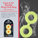 F-81 Liquid Silicone Cock & Ball Double Ring – Soft Stretchy C-Ring For Larger Erections – Waterproof Dual Band Penis Ring In 3 Sizes & Colors – Black, Blue, Glow (Glow, Medium)