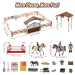 Horse Stable Playset - Horse Toys, Pretend Play With Rider, Fence, Wash Area, Animal Figures, Gifts For Girls & Boys 3-12