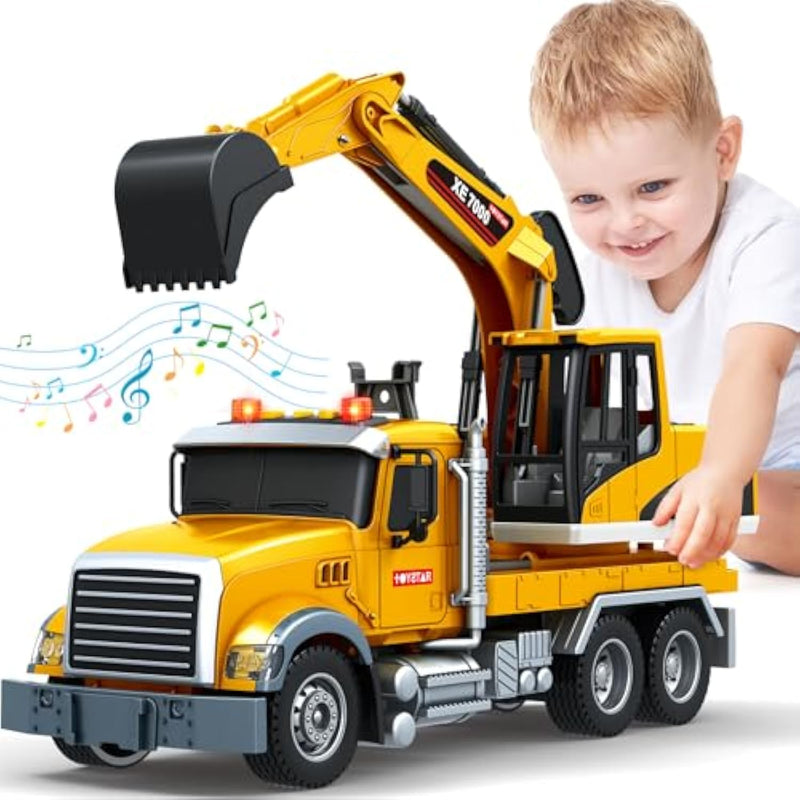 Toy Truck, Large Excavator Truck Toy For 3 4 5 6 Year Old Boys,Truck Toy With Sound And Light,Kids Toddlers Christmas Birthday Gifts For Boys & Girls