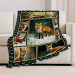 Fox Blanket, Wild Animal Throw Blanket, Foxs Blankets, Fox Gifts, Animals Stuff Fleece Flannel Plush For Women Men Boys Girls Lover Adults Soft Bedding For Sofa Bed Office Home Decor 50"X40"