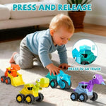 4 Pack Dinosaur Press To Go Car Toys For Toddlers Play Vehicle Set Truck Toys Birthday Gifts For 1 2 3 Years Old Boys Girls