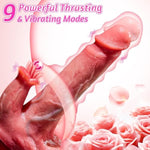 Realistic Thrusting Dildo Licking Vibrator - 5 In 1 Sex Toys Dildos With 9 Vibrating 9 Thrusting Heating & Tongue Licking Modes For G Spot Anal Stimulation, Silicone Anal Dildo For Women And Couple