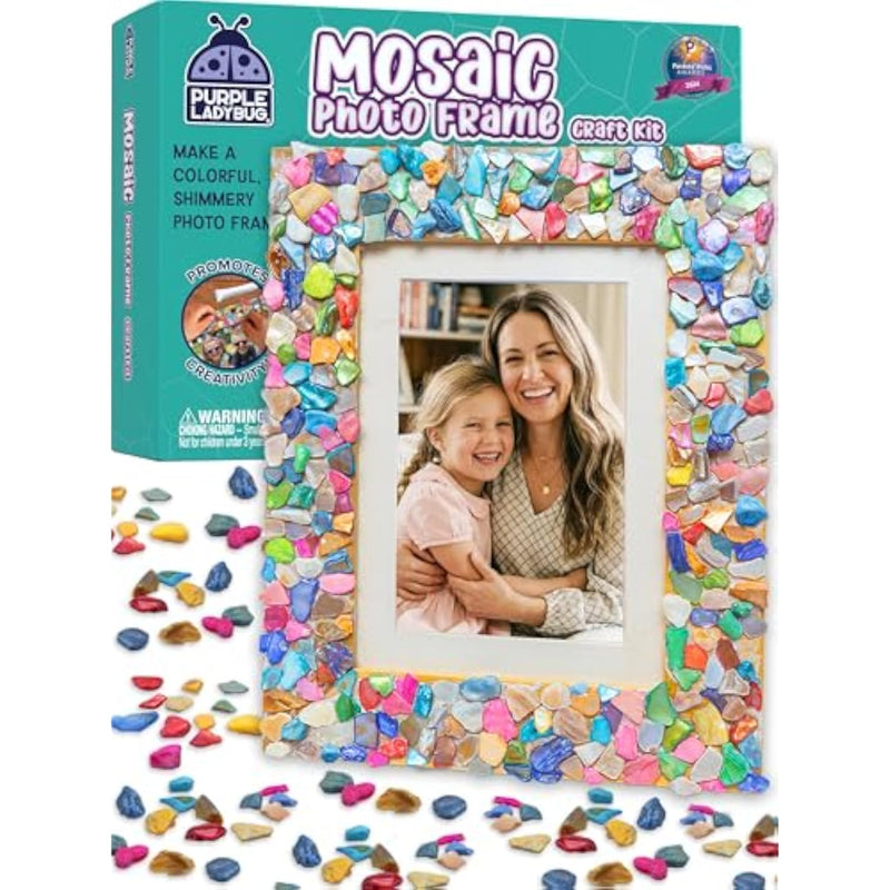 Mother of Pearl DIY Mosaic Photo Frame Craft Kit for Kids Ages 8-12
