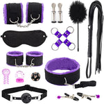 Bdsm Restraints Sex Toys 28 Pcs Bondage Restraints Kits Fetish Bed Restraints Set For Beginners Sm Adult Games Cuffs Gag Blindfold Spanking Paddle Purple