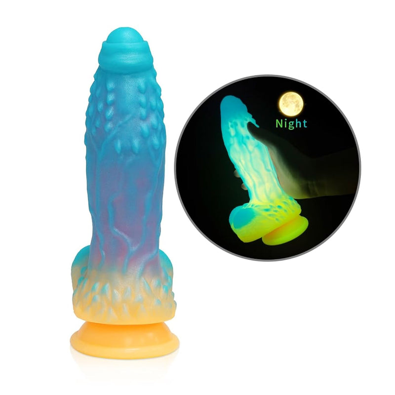 Glow In The Dark Fantasy Dildo 10.31Inch Silicone Anal Monster Dildo Huge Thick Long Realistic Dragon Dildo, Giant Soft Suction For Women, Flexible Big Strap-On For Anal G-Spot Play (L)