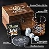 50th Birthday Gifts for Men Whiskey Glass Set - 50th Birthday Decorations, Party Supplies - 50 Year Anniversary, Bday Gifts Ideas for Him, Dad, Husband, Friends - Wood Box & Whiskey Stones & Coaster