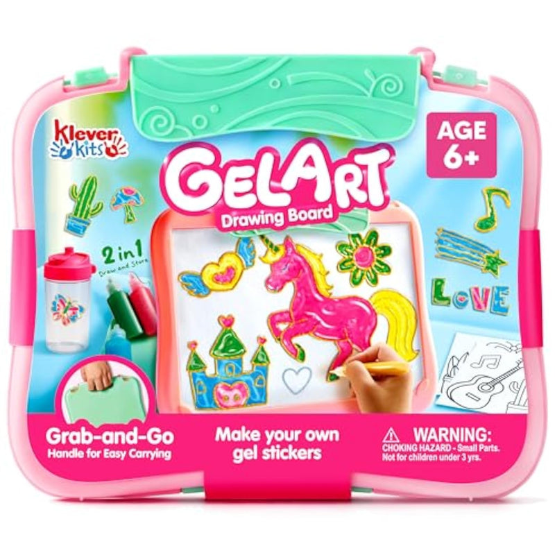 Gel Art Drawing Board Kit for Kids, Window Cling Craft Set with Tracing Pens & Case