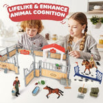 Horse Stable Playset, Horse Toys Set For Girls And Boys With Rider, Farm Animal Figurines Barn Toys, Pretend Play For Kids 3-5 6 7 8-10 Birthday Gifts
