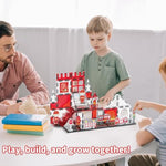 Fire Station Magnetic Tiles, Stem Building Set With Fire Truck, Preschool Learning Firefighter Toy For Ages 3-5,5-8,Birthday Gift For Boys & Girls(48Pcs)