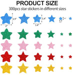 Colorful Glitter Star Stickers, 300Pcs, Star Shape Sticker, Treasure Cove