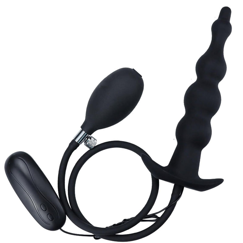 Vibrating Inflatable Inflatable Anal Plug Anal Backcourt Pull Beads 12 Frequency Vibration Male Prostate Massager Wearable Soft Solid Head Silicone Anal Plug