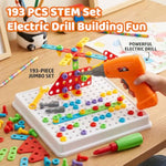 STEM Drill & Build Kit for Kids Ages 3-8, Electric Toy Drill with 193+ Pieces